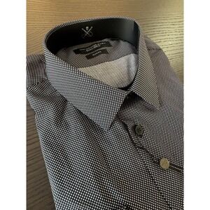 John Varvatos Signature Tailored Shirt Mens Large SLIM 16.5L 34/35 Polka Dot NWT